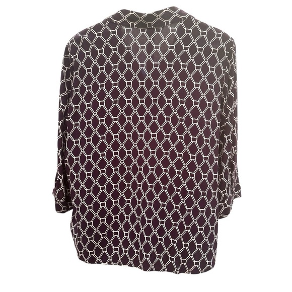 Chico's Navy and White Button Down Shirt with Notched Collar Artsy Summer Sz 3X - Picture 2 of 7